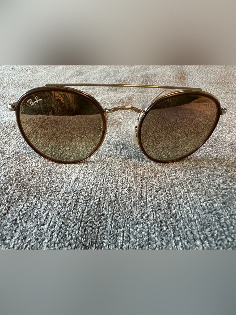 Ray-Ban Round Metal Sunglasses in Gold with Brown Lenses RB 3647-N